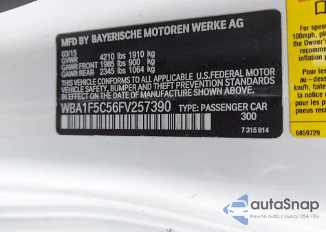 2015 BMW 228I from USA, damaged, VIN WBA1F5C56FV257390